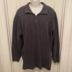 Polo Ralph Lauren Mens 2XLT Tall Zip-Up Pullover Sweater Charcoal Gray 100% Cott